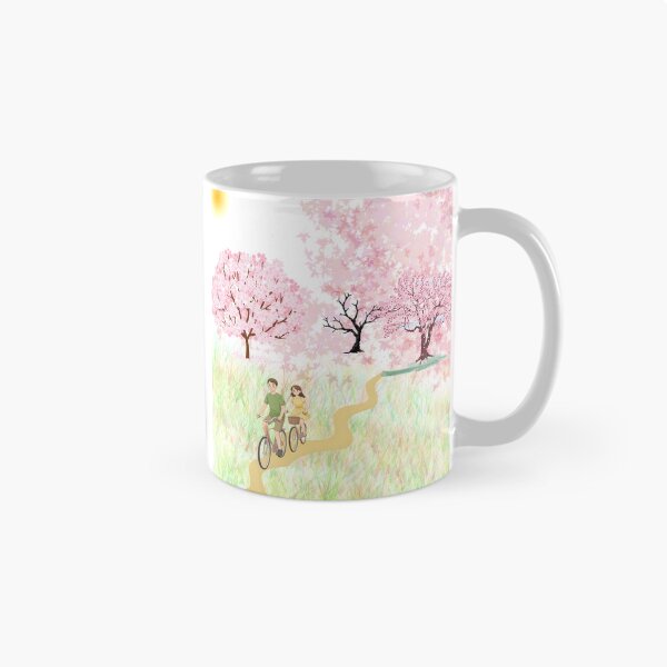 Item preview, Springtime Journey: Young Couple Cycling Through Cherry Blossoms designed and sold by VibranPalette.