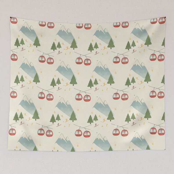 Item preview, Vintage Ski Gondolas in Alpine Snow designed and sold by AtelierBrumeArt.