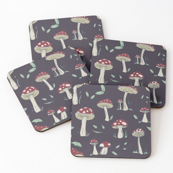 Item preview, Hand Drawn Red Mushroom Forest Pattern, Vertical Layout, Brown, Moody designed and sold by FourAcreFarm.
