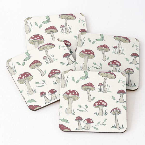 Item preview, Hand Drawn Red Mushroom Forest Pattern, Vertical Layout, Beige Background designed and sold by FourAcreFarm.