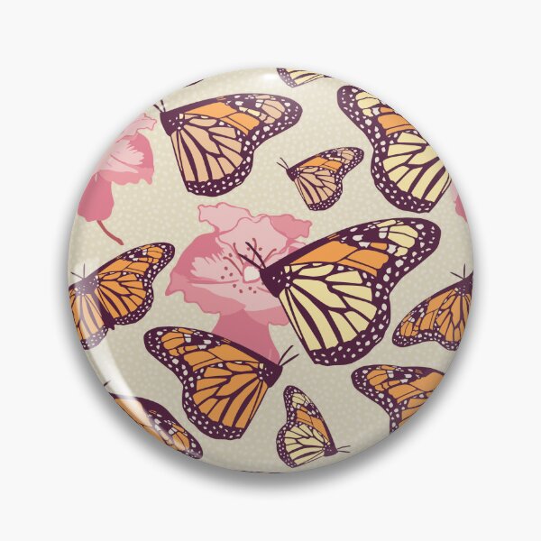 Item preview, Light Spring Pattern of Monarch Butterflies with Flowers, Hand Drawn designed and sold by FourAcreFarm.