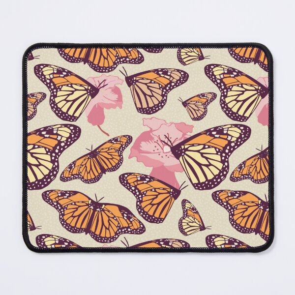 Item preview, Light Spring Pattern of Monarch Butterflies with Flowers, Hand Drawn designed and sold by FourAcreFarm.
