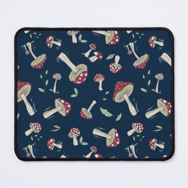 Item preview, Hand Drawn Red Mushroom Forest Pattern, Vertical Layout, Dark Blue, Moody, Tossed designed and sold by FourAcreFarm.