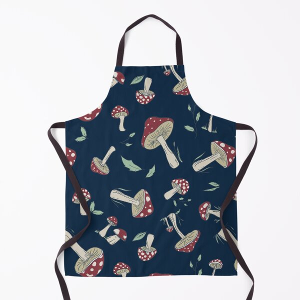 Item preview, Hand Drawn Red Mushroom Forest Pattern, Vertical Layout, Dark Blue, Moody, Tossed designed and sold by FourAcreFarm.