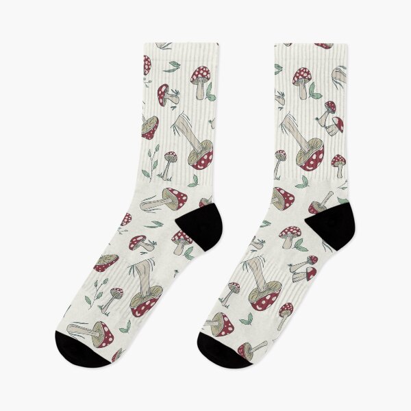 Item preview, Hand Drawn Red Mushroom Forest Pattern, Vertical Layout, Beige, Moody, Tossed designed and sold by FourAcreFarm.