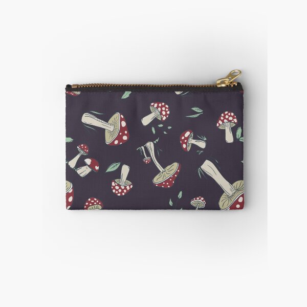 Item preview, Hand Drawn Red Mushroom Forest Pattern, Vertical Layout, Dark Brown, Moody, Tossed designed and sold by FourAcreFarm.
