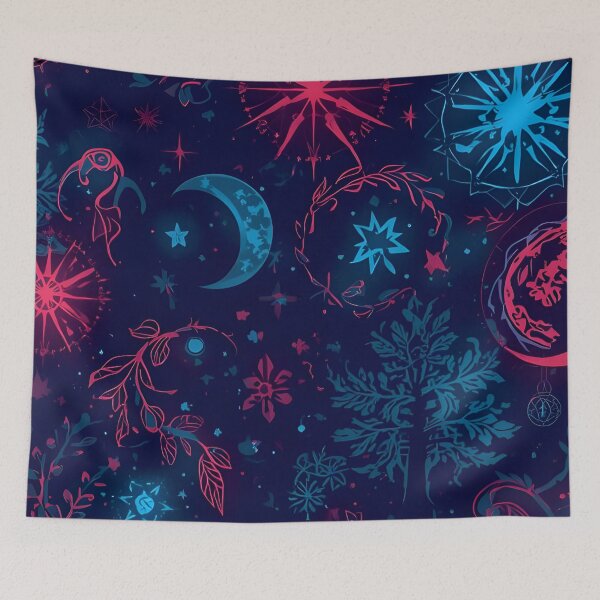 Item preview, Celestial Mysticism: Neon Moon and Star Pattern designed and sold by VibranPalette.