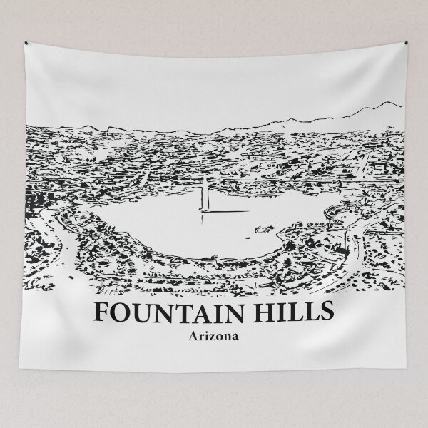 Item preview, Fountain Hills AZ - Ink Cityscape Illustration designed and sold by Lakeric.