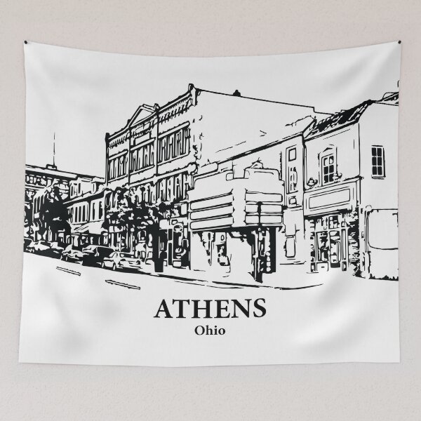 Item preview, Athens OH - Ink Cityscape Illustration designed and sold by Lakeric Cityscapes.