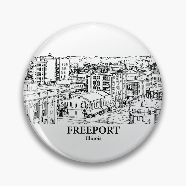 Item preview, Freeport IL - Ink Cityscape Illustration designed and sold by Lakeric.