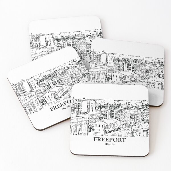 Item preview, Freeport IL - Ink Cityscape Illustration designed and sold by Lakeric.