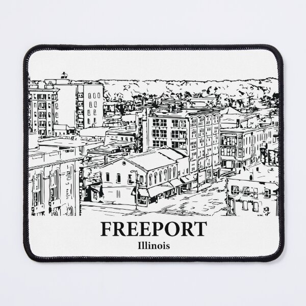 Item preview, Freeport IL - Ink Cityscape Illustration designed and sold by Lakeric Cityscapes.