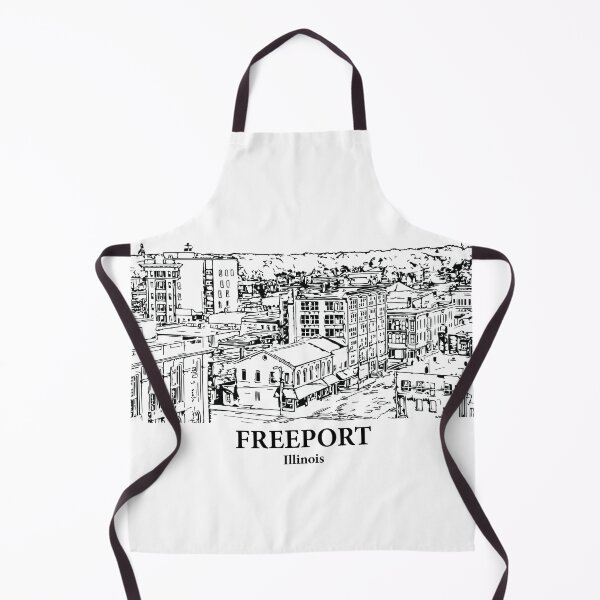 Item preview, Freeport IL - Ink Cityscape Illustration designed and sold by Lakeric Cityscapes.