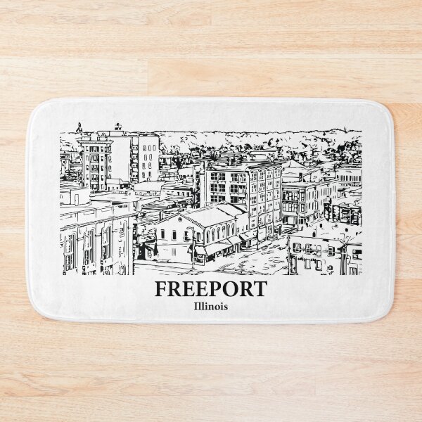 Item preview, Freeport IL - Ink Cityscape Illustration designed and sold by Lakeric Cityscapes.