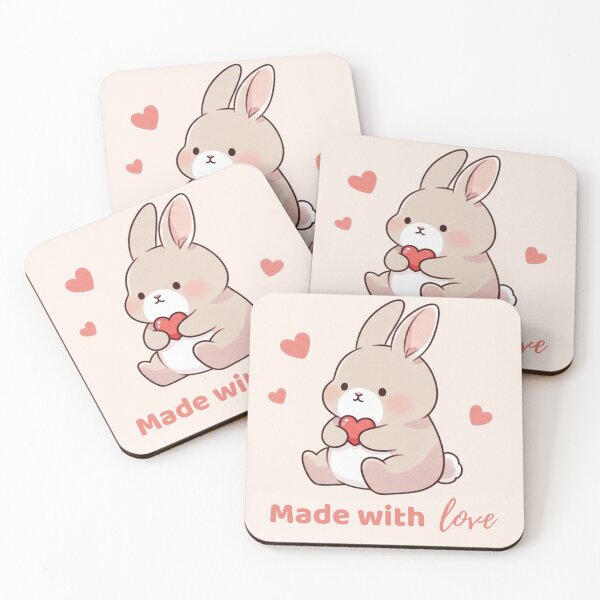 Item preview, Cute Valentine Bunny – Made With Love Kawaii Illustration designed and sold by soletstudio.