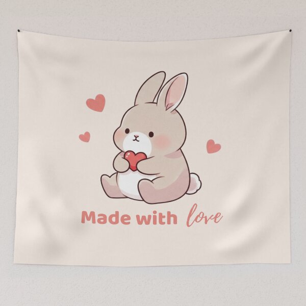 Item preview, Cute Valentine Bunny – Made With Love Kawaii Illustration designed and sold by soletstudio.