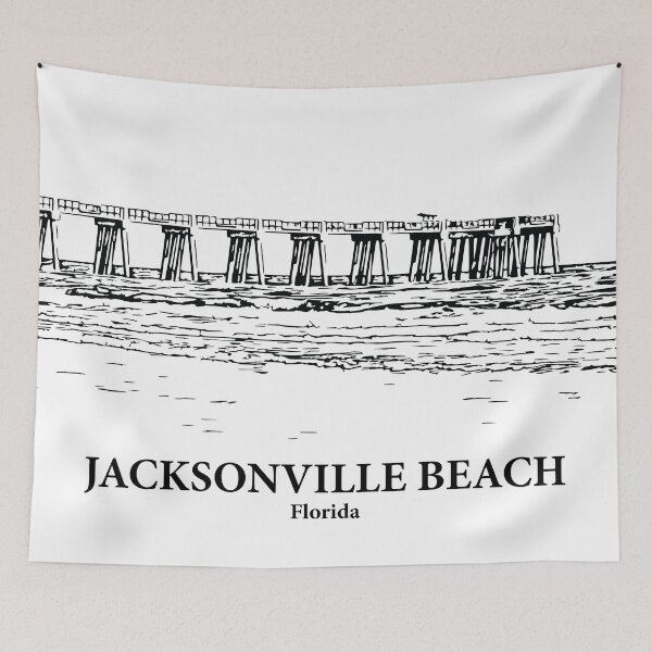 Item preview, Jacksonville Beach FL - Ink Cityscape Illustration designed and sold by Lakeric Cityscapes.