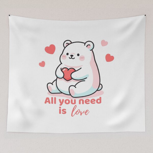 Item preview, Cute Valentine Bear – All You Need Is Love Kawaii Art designed and sold by soletstudio.