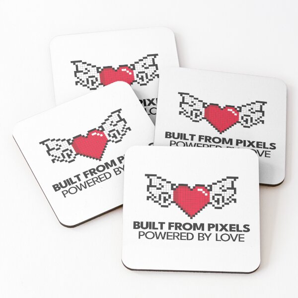 Item preview, Built From Pixels, Powered by Love – Pixel Heart with Wings designed and sold by PixelGrafiks.
