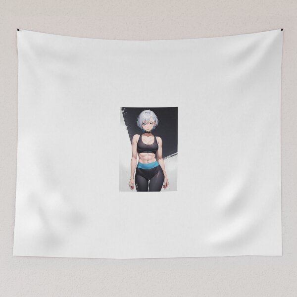 Item preview, Zarima Asaki Short Silver Hair Anime Girl Fitness Sporty Aesthetic Art designed and sold by iloveanimechibi.