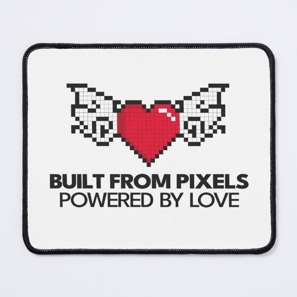 Item preview, Built From Pixels, Powered by Love – Pixel Heart with Wings designed and sold by PixelGrafiks.