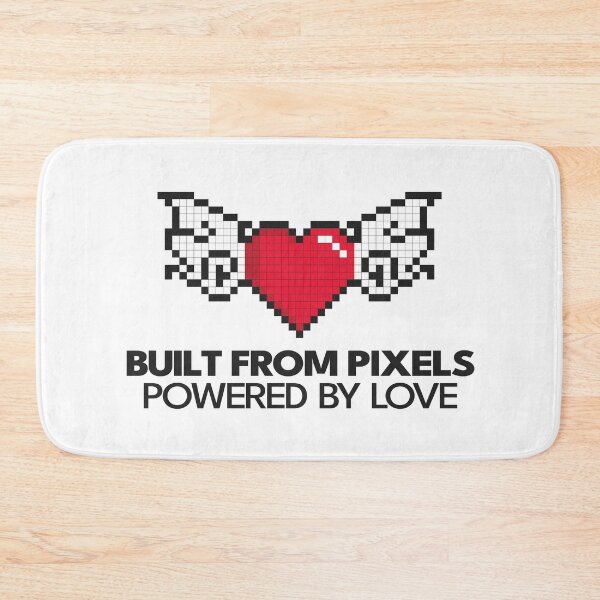 Item preview, Built From Pixels, Powered by Love – Pixel Heart with Wings designed and sold by PixelGrafiks.
