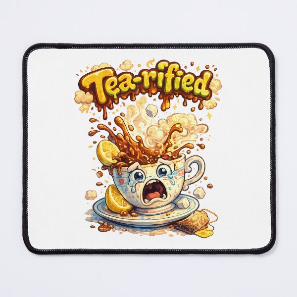 Item preview, Tea-rified – Funny Screaming Teacup Pun Illustration designed and sold by StrayaDesign.