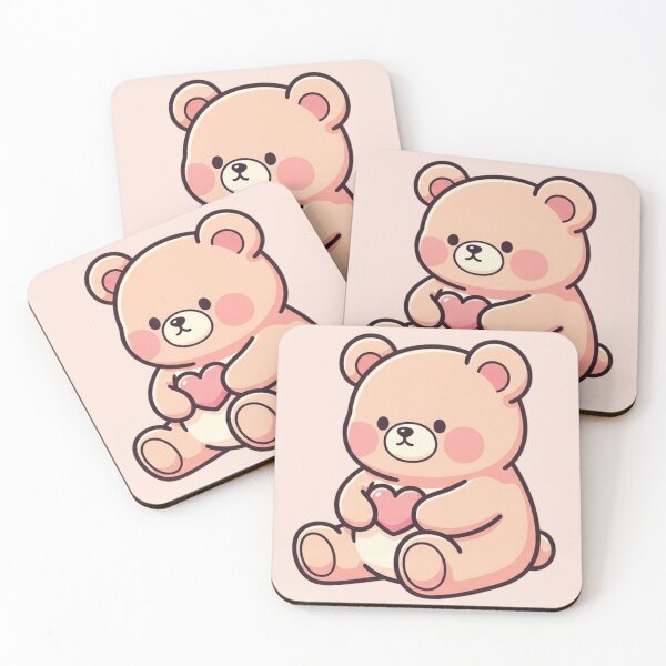 Item preview, Cute Kawaii Teddy Bear Holding a Heart – Sweet Pastel Illustration designed and sold by soletstudio.
