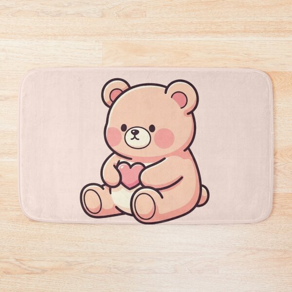 Item preview, Cute Kawaii Teddy Bear Holding a Heart – Sweet Pastel Illustration designed and sold by soletstudio.