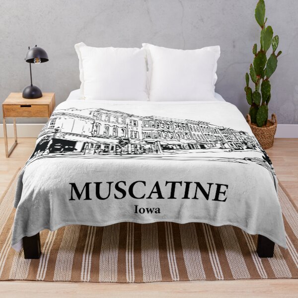 Item preview, Muscatine IA - Ink Cityscape Illustration designed and sold by Lakeric Cityscapes.