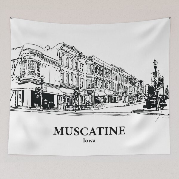 Item preview, Muscatine IA - Ink Cityscape Illustration designed and sold by Lakeric Cityscapes.