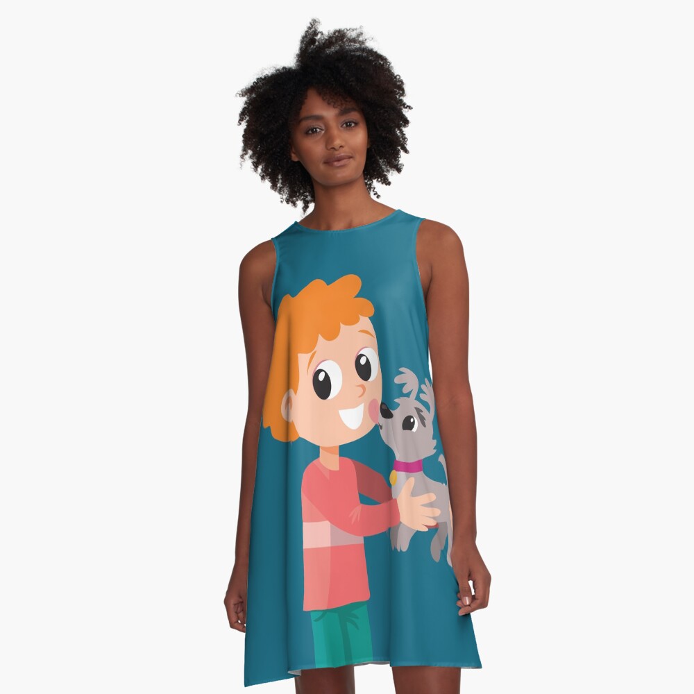 Boy with little dog A-Line Dress