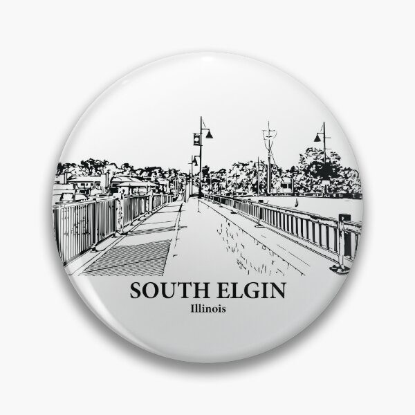 Artikelvorschau, South Elgin, IL – Tuschezeichnung einer Stadtlandschaft entworfen und verkauft von Lakeric Cityscapes.