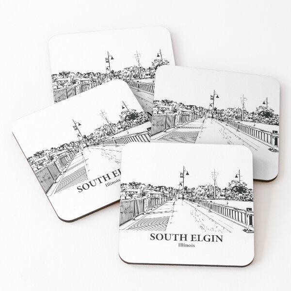 Item preview, South Elgin IL - Ink Cityscape Illustration designed and sold by Lakeric Cityscapes.