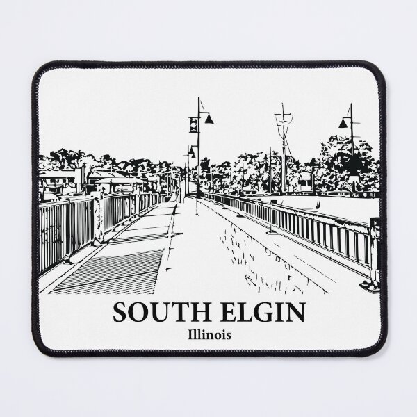Item preview, South Elgin IL - Ink Cityscape Illustration designed and sold by Lakeric Cityscapes.