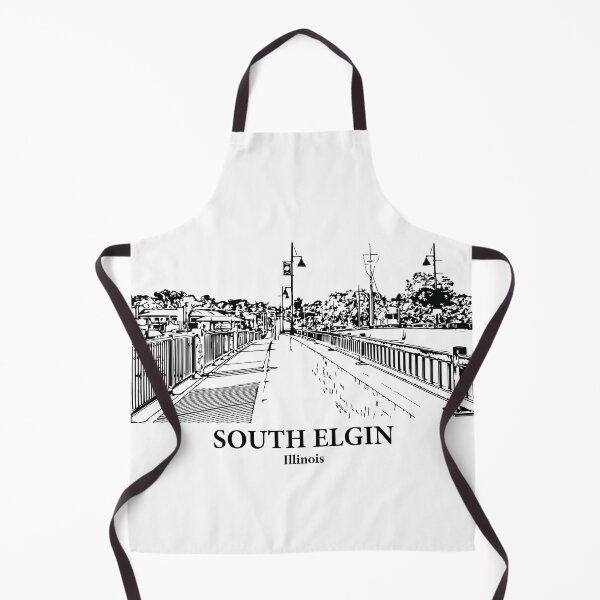 Item preview, South Elgin IL - Ink Cityscape Illustration designed and sold by Lakeric Cityscapes.