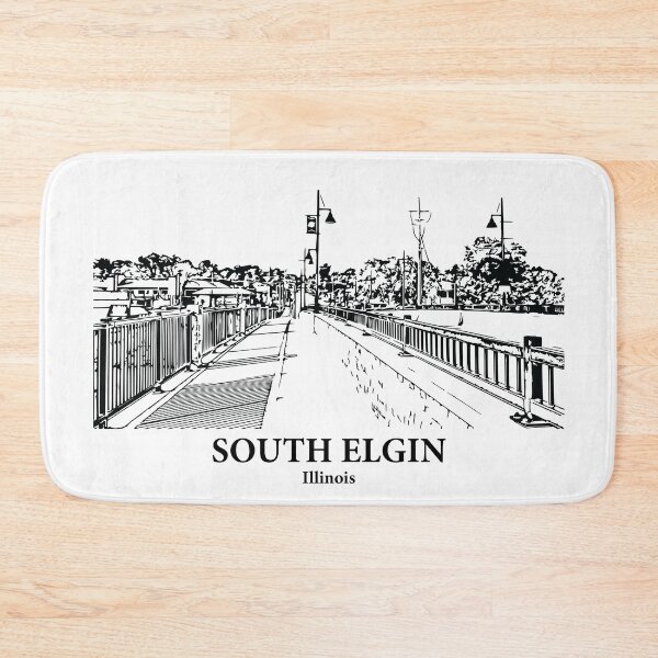 Item preview, South Elgin IL - Ink Cityscape Illustration designed and sold by Lakeric Cityscapes.