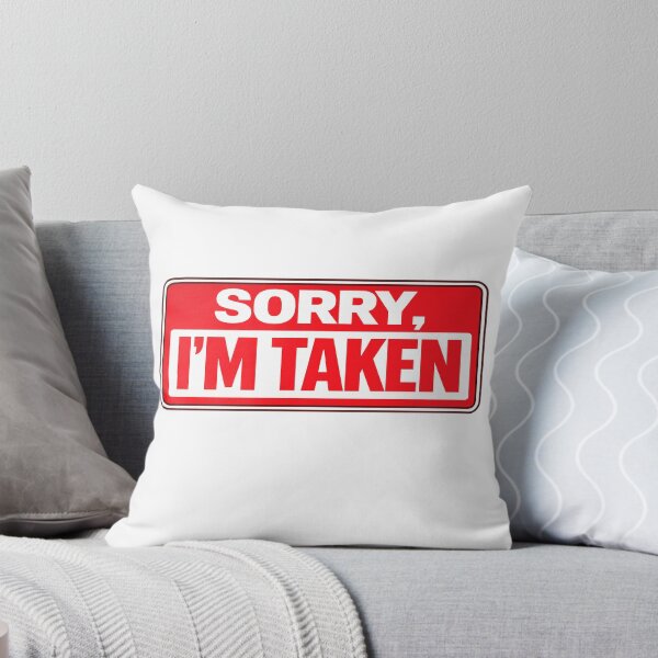 Item preview, Sorry I’m Taken – Bold Relationship Statement T-Shirt | Red & White Warning Label Design designed and sold by GlobalDesignUnlimited.