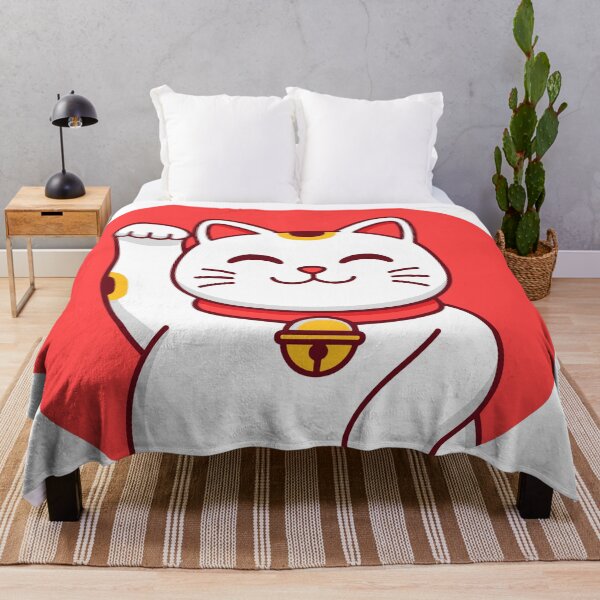 Item preview, Lucky Maneki Neko with Japanese Flag Background designed and sold by AnimaliaStar.
