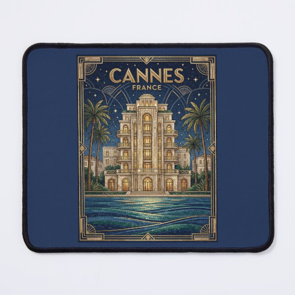 Item preview, Cannes France Art Deco Mosaic - Riviera Luxury Travel Poster designed and sold by FrancophileFun.