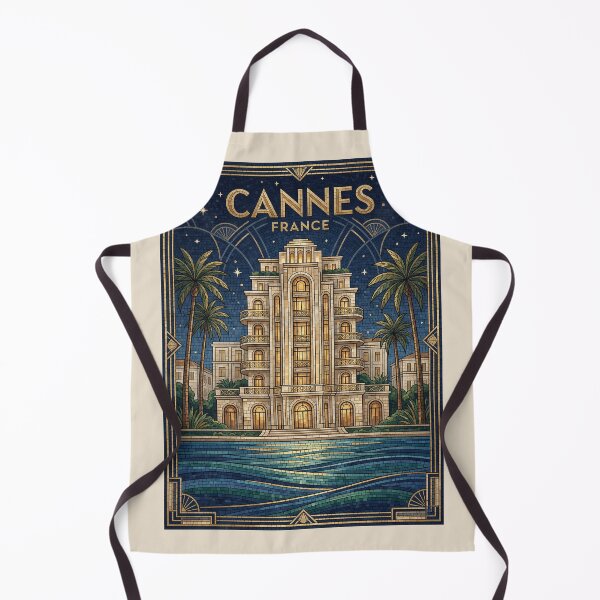 Item preview, Cannes France Art Deco Mosaic - Riviera Luxury Travel Poster designed and sold by FrancophileFun.