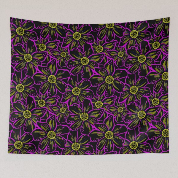 Item preview, Expressive Bold Painterly Florals Tropical Neon Electric Mauve Magenta Lime designed and sold by thecolorbirdie.