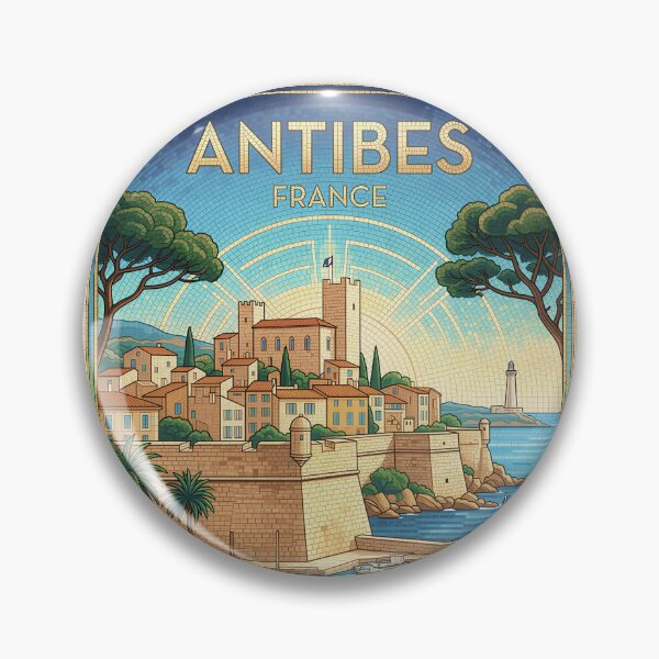Item preview, Antibes France Mosaic Harbor Art - Vintage Riviera Aesthetic designed and sold by FrancophileFun.