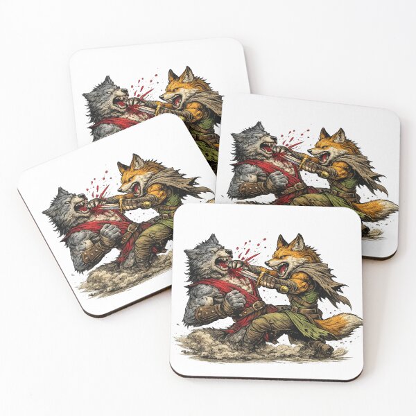 Item preview, fox vs wolf fight designed and sold by FoxstarRavas.