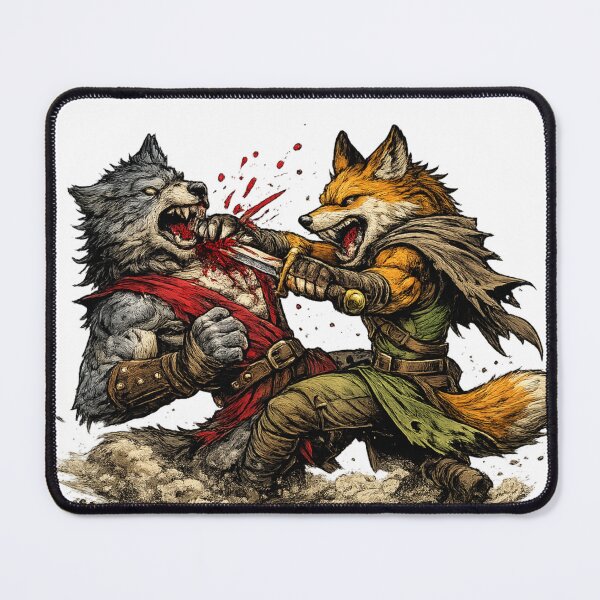 Item preview, fox vs wolf fight designed and sold by FoxstarRavas.
