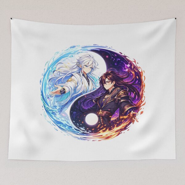 Item preview, Anime Yin Yang Elemental Balance Fire and Water Fantasy Art designed and sold by VaporTokyo.