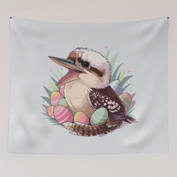 Item preview, Cute Laughing Kookaburra with Easter Eggs Australian Wildlife Illustration designed and sold by Wennebabs.