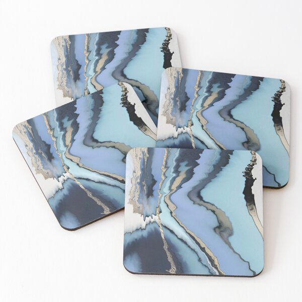 Item preview, Watercolour Blue Gold Ripples designed and sold by KiwiArtistDK.