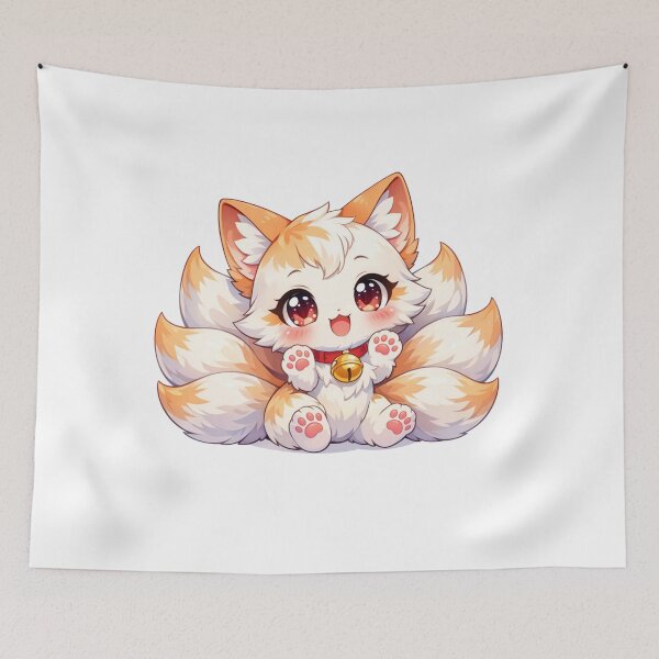 Item preview, Cute Kitsune Fox Chibi Anime Nine Tails Kawaii Spirit Fox Art designed and sold by VaporTokyo.