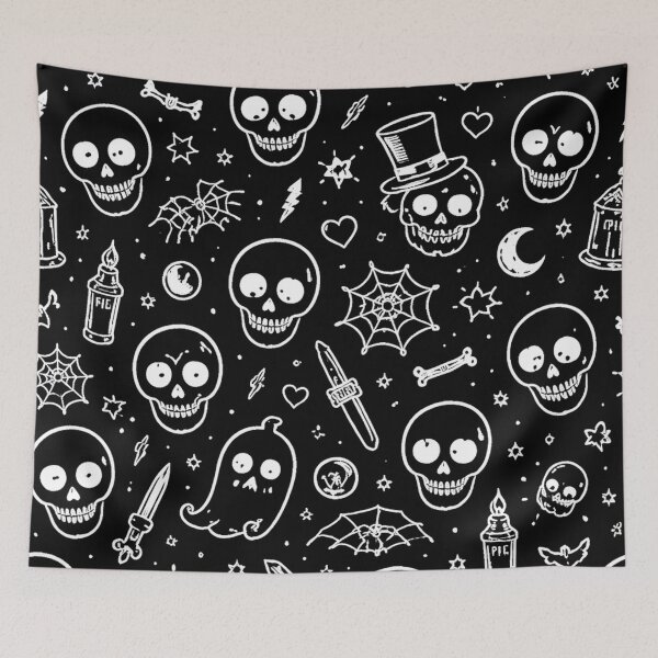 Item preview, Skull Doodle Night Seamless Pattern designed and sold by optimusprime39.